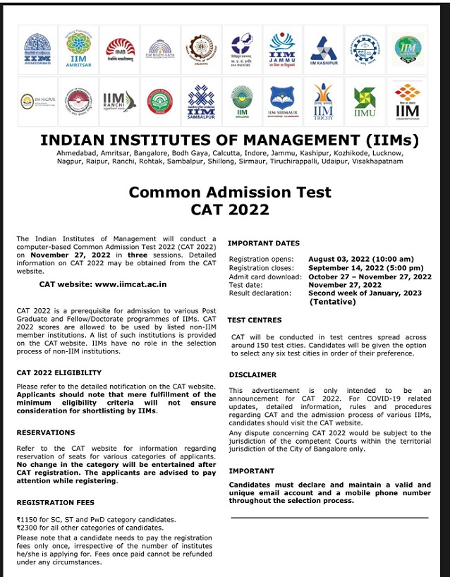 CAT 2022 notification