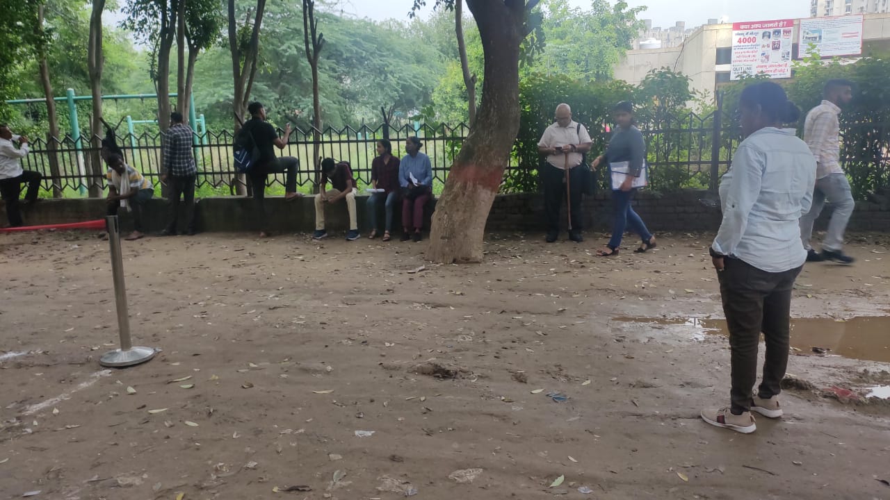 Students started coming to the exam centre for Shift 2