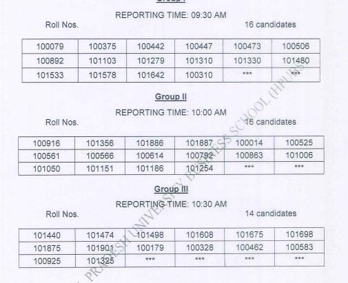 HPU MAT Counselling Schedule