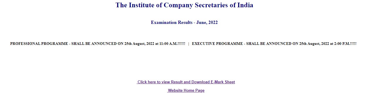 ICSI CS Result Time