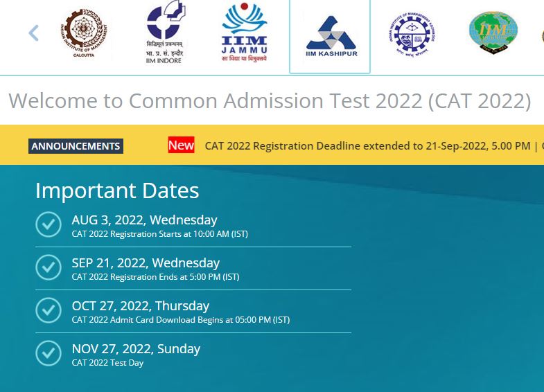 CAT Registration 2022 Last Date Extended Till September 21