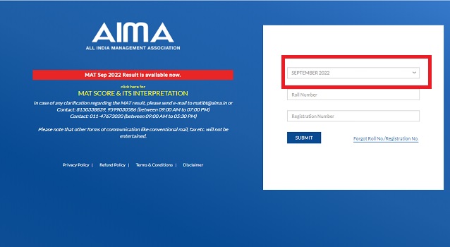 MAT result window 2022