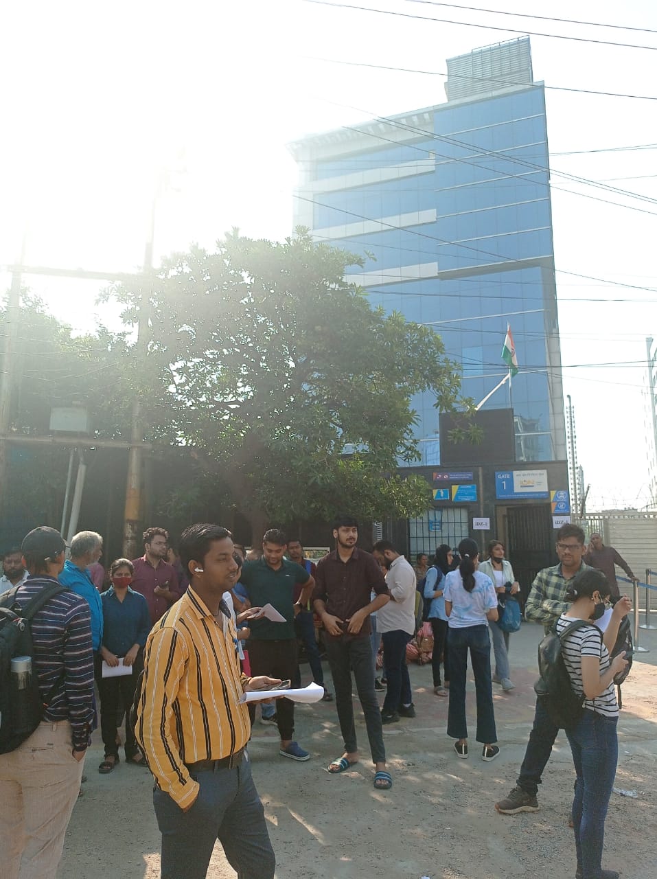 Students arrived for Shift 2 exam