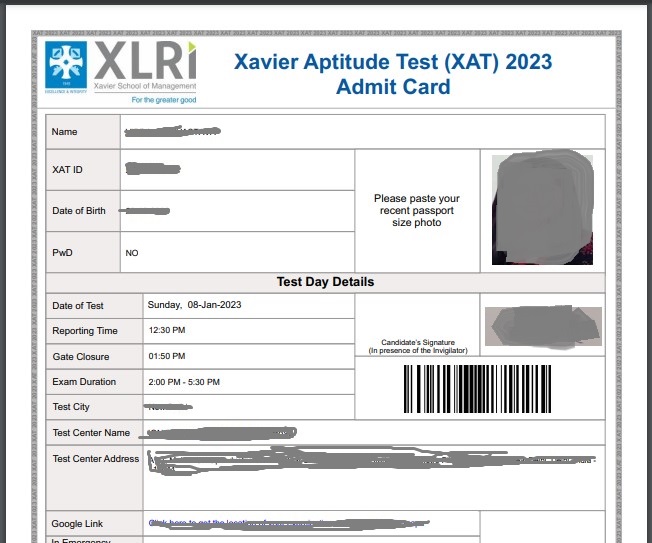 XAT 2023 admit card
