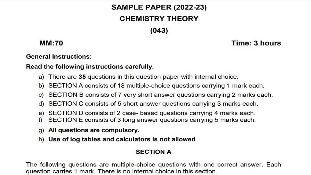 Specimen Paper For Icse 2023 Chemistry Class 12 At Samuel Unwin Blog Specimen Paper For Icse 2023 Chemistry Class 12 At Samuel Unwin Blog
