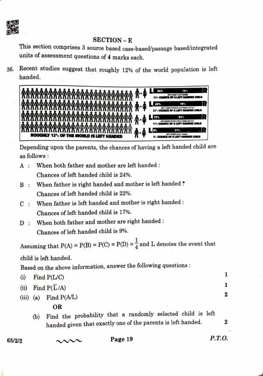 CBSE Class 12 Maths Question Paper 2024, 2023, 2022, 2020, 2019 PDF