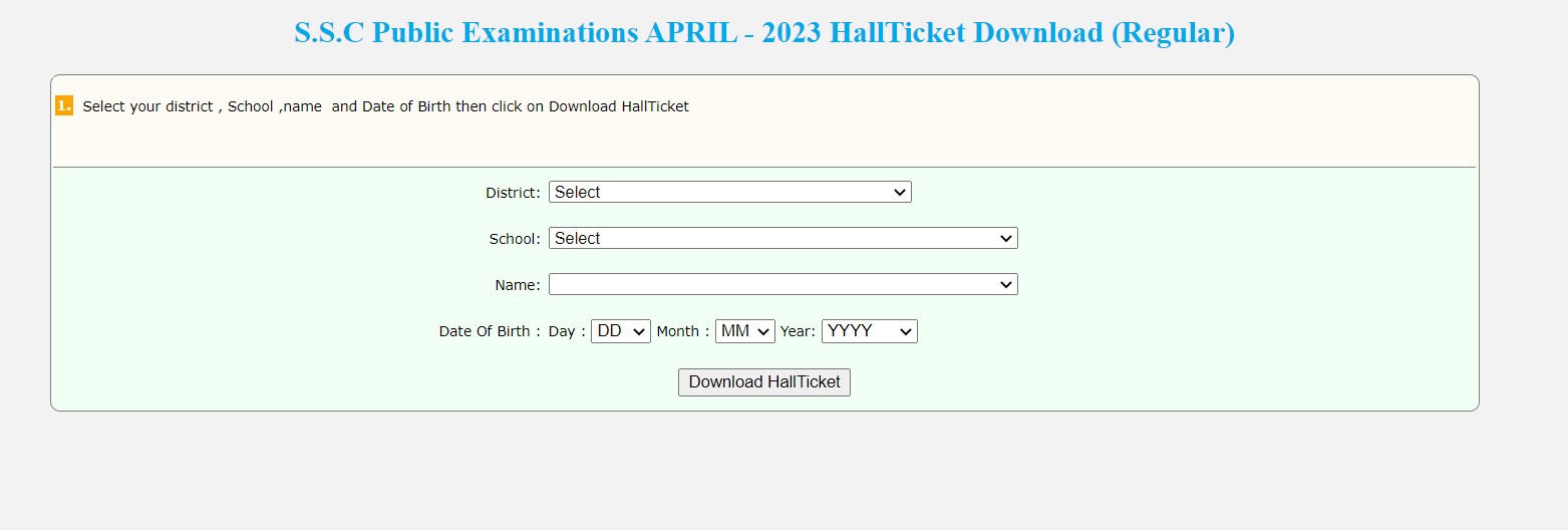 AP SSC 2023 Hall Ticket
