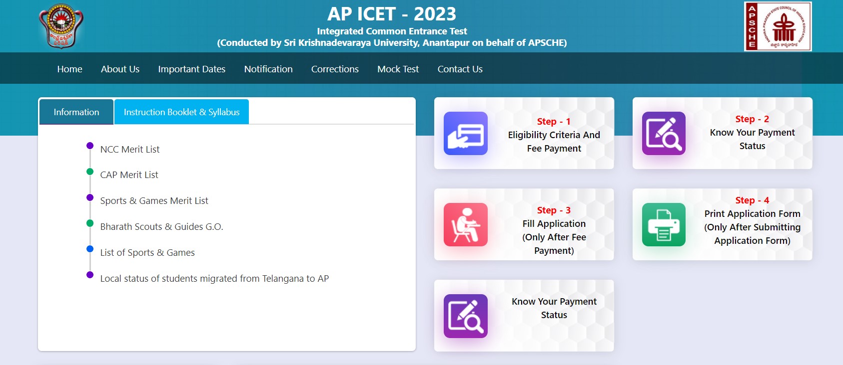 AP ICET 2023 Website