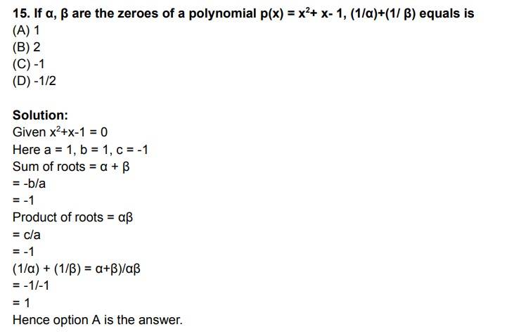 Class 10 CBSE Maths Solutions