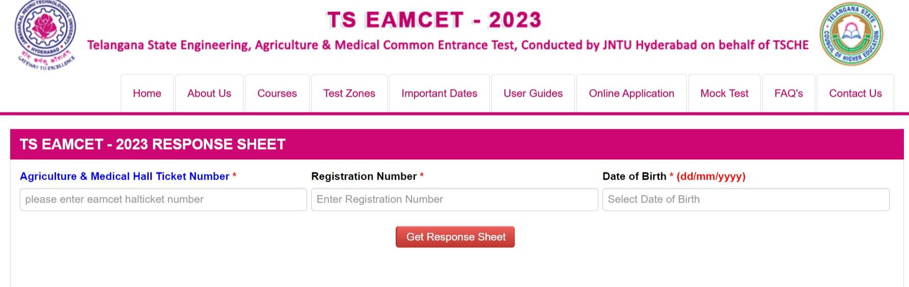 TS EAMCET Response Sheet 2023 (OUT for E & AM Stream) Download Link Here