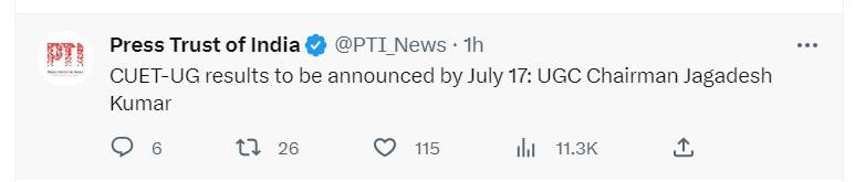 Press Trust of India Tweet