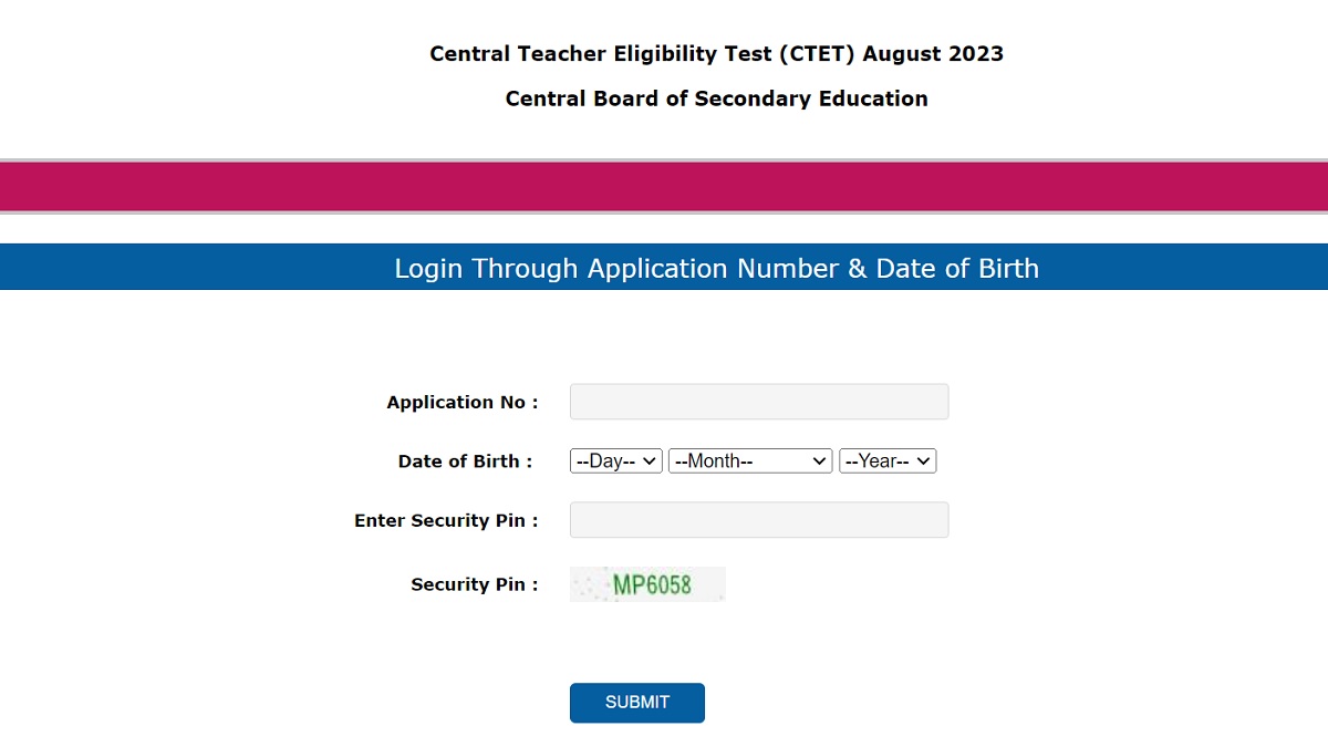 CTET Admit Card 2023 Link