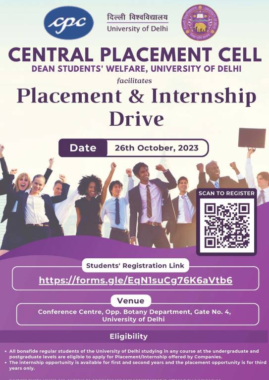 Delhi University Internship, Placement Drive today; Check details here