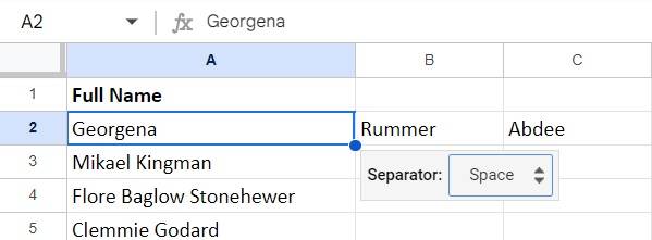 How to separate text in excel 1.5