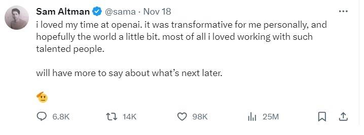 sam altman tweet for resignation