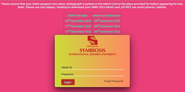 SNAP 2023 admit card