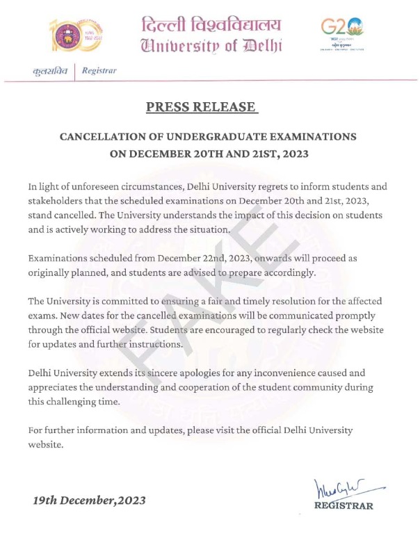 DU Fake Circular PDF