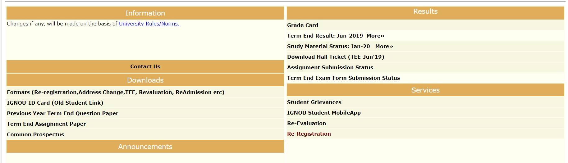 IGNOU student portal