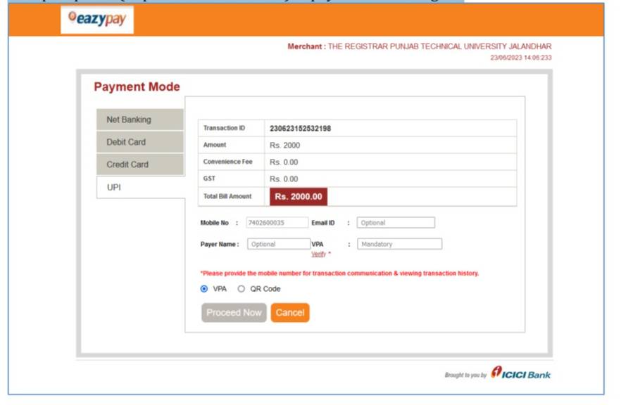 PTU BTech counselling application fee 2024