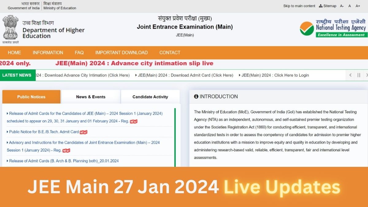 JEE Main 27 Jan 2024 Answer Key, Question Papers, Analysis