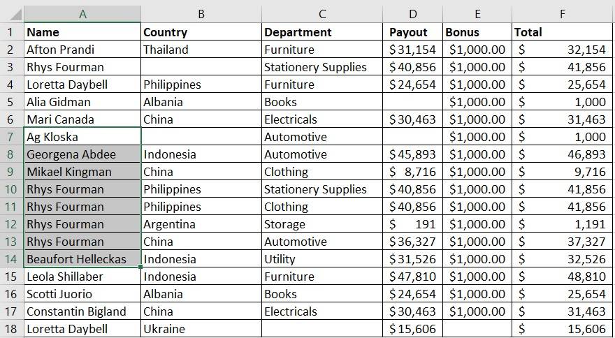 filtering blank rows 5