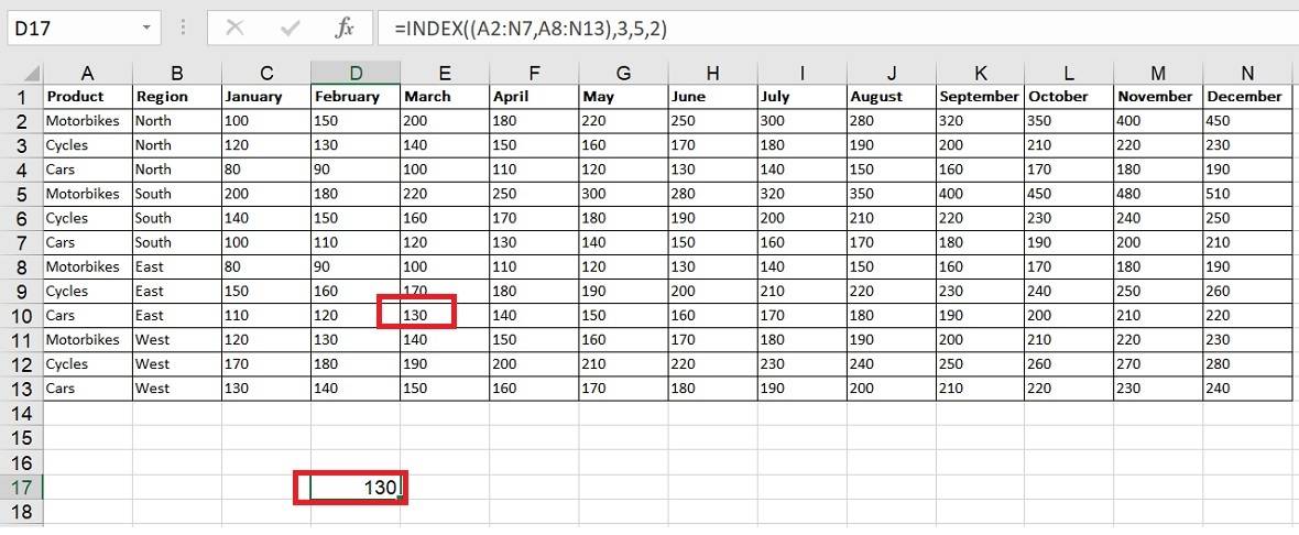 Index Function Reference example 2