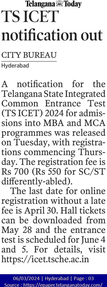 TS ICET Notification 2024