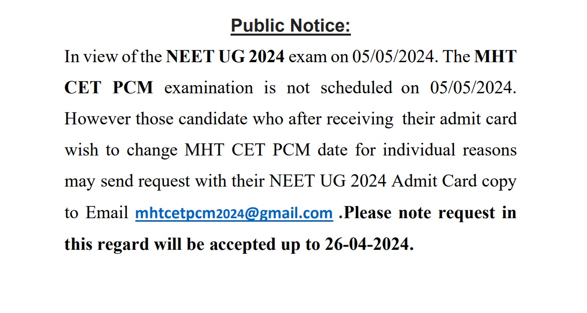 State Cell Allows Candidates to Change PCM Exam Date; Submit Request by April 26