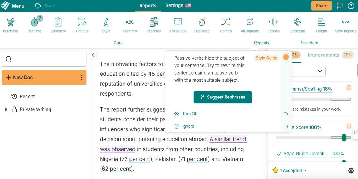 Best AI Tools for Students: ProWritingAid