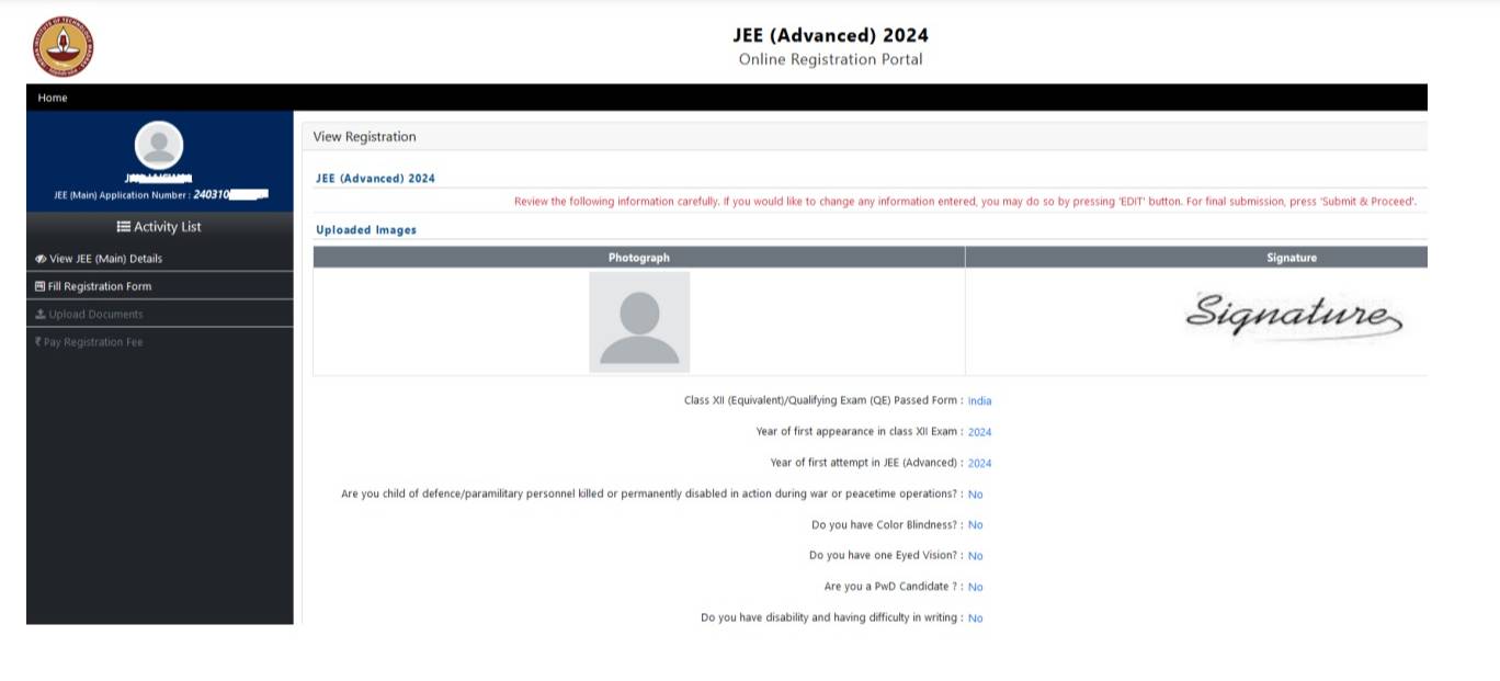 JEE Advanced 2024 upload scanned images