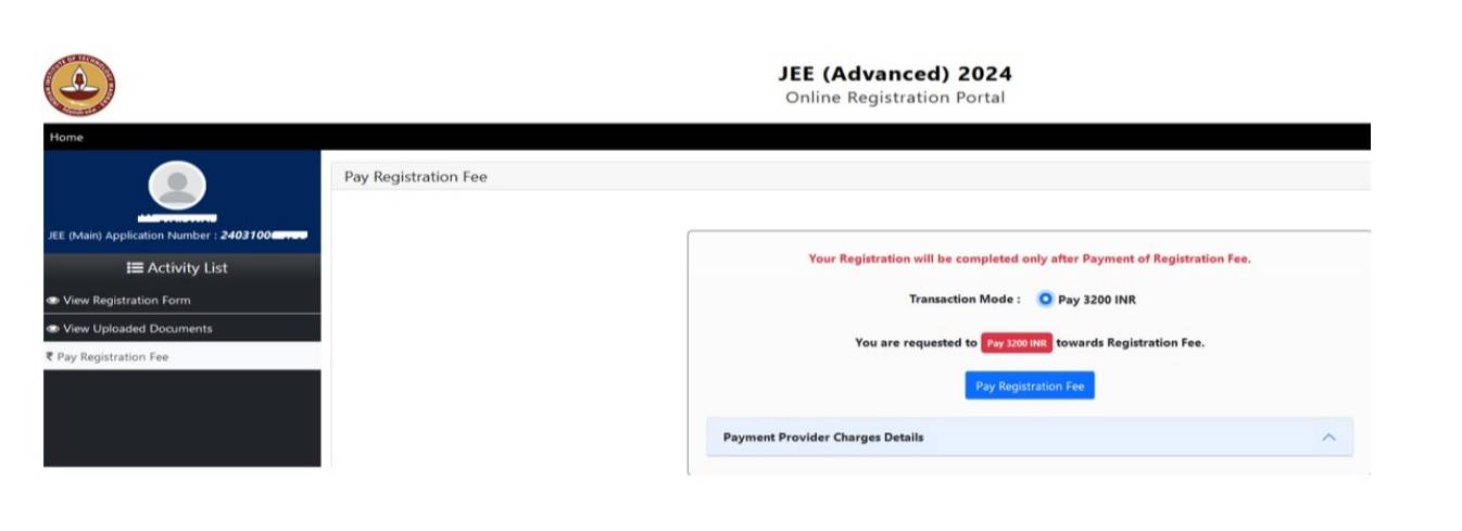 Pay JEE Advanced 2024 application fee