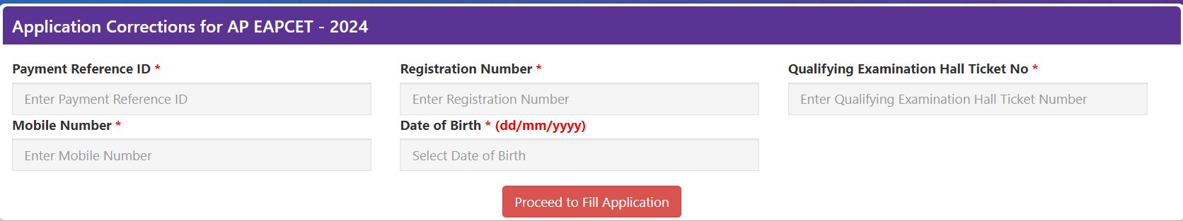 AP EAMCET application correction