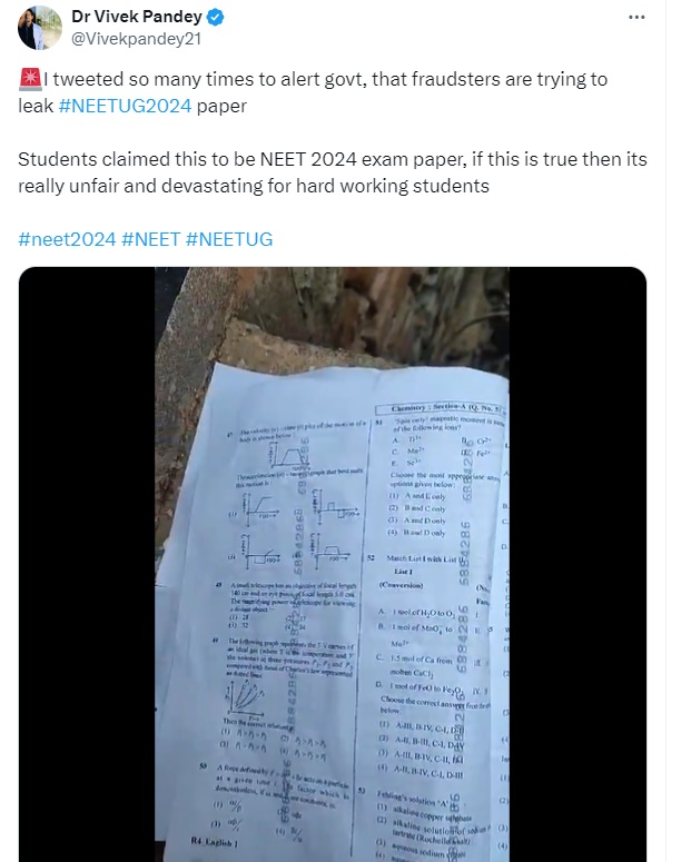 NEET UG 2024 Question Paper Leaked? NTA Officials Invalidates
