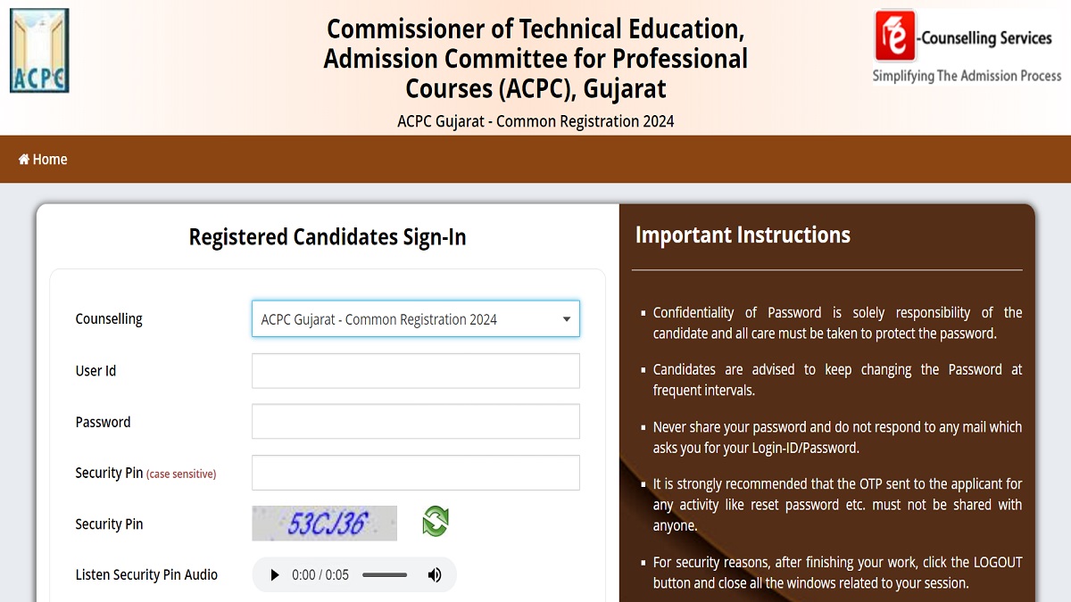 GUJCET 2024 Counselling Registration Ongoing
