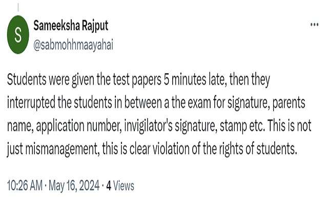Delayed Distribution of CUET Test Papers