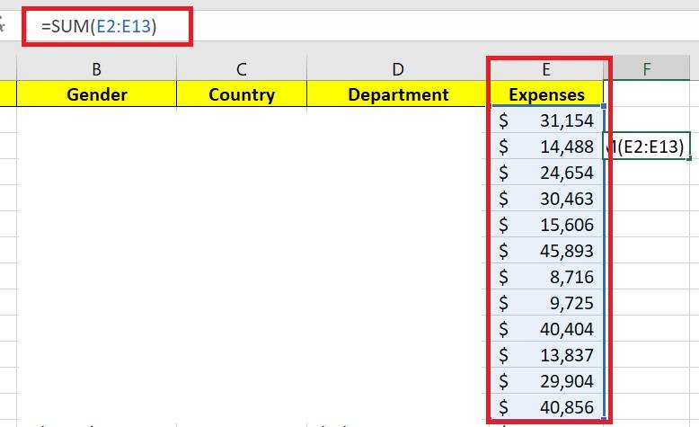 formula bar in excel