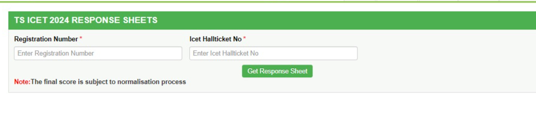 TS ICET login for response sheet