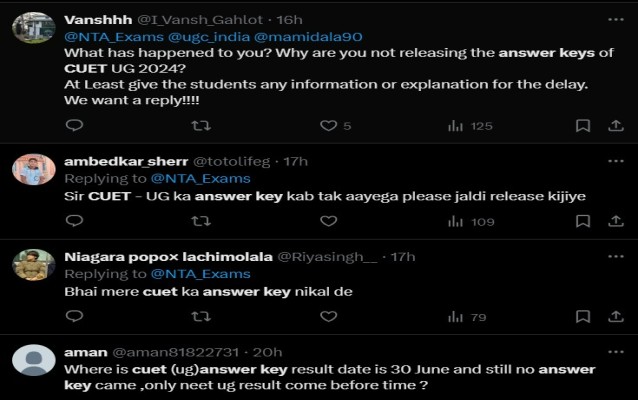 CUET UG 2024 Answer Key: Twitter