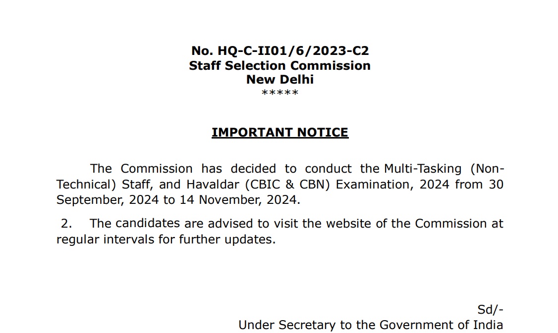 SSC MTS 2024 Exam Dates