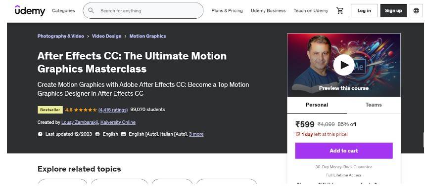 After Effects CC: The Ultimate Motion Graphics Masterclass Course