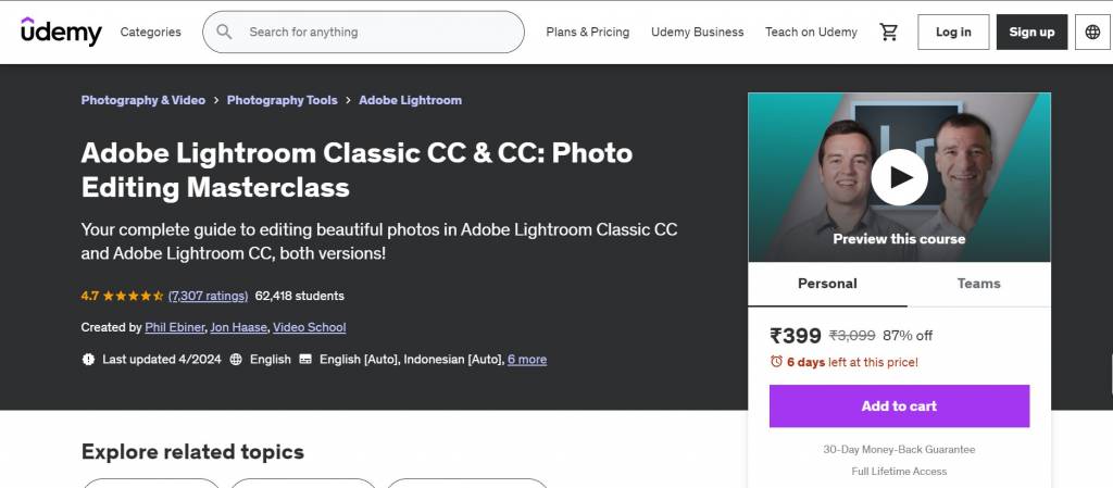 Adobe Lightroom Classic CC & CC: Photo Editing Masterclass