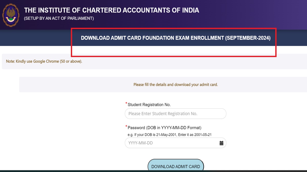CA Foundation admit card