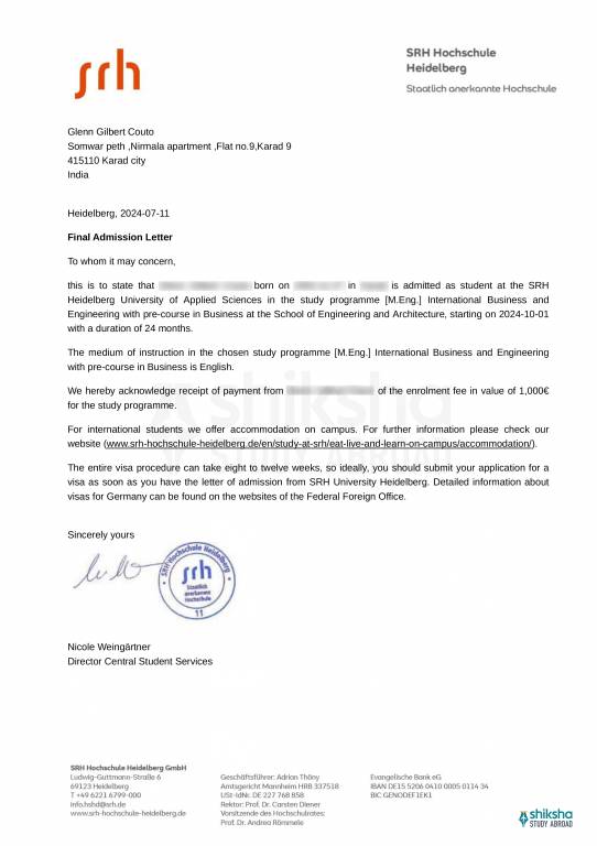 letter of enrollment sample