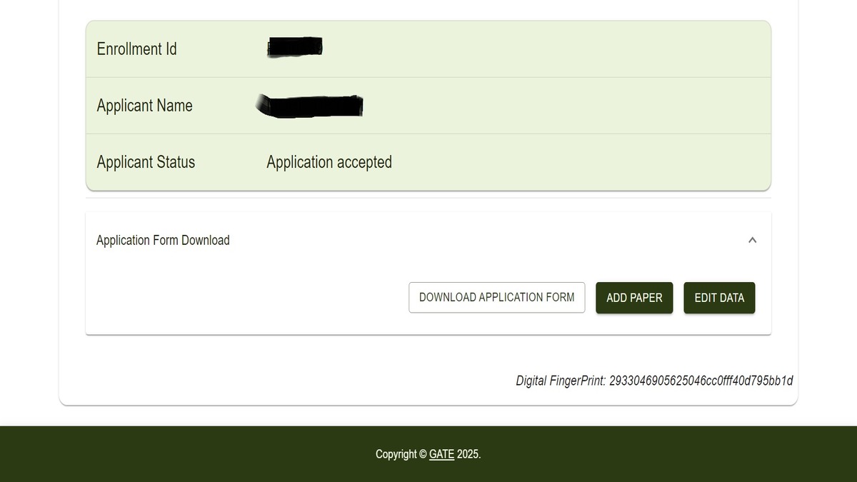 GATE 2025 application correction window