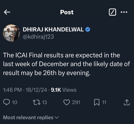 CA Final result date - Nov 2024