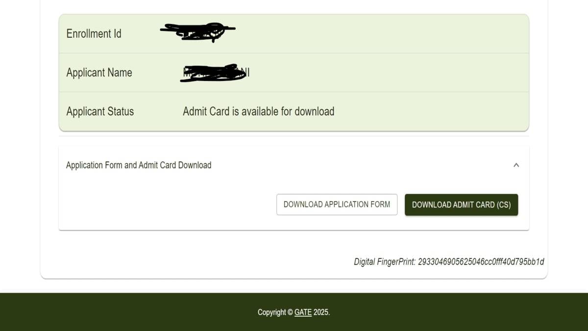 GATE 2025 admit card