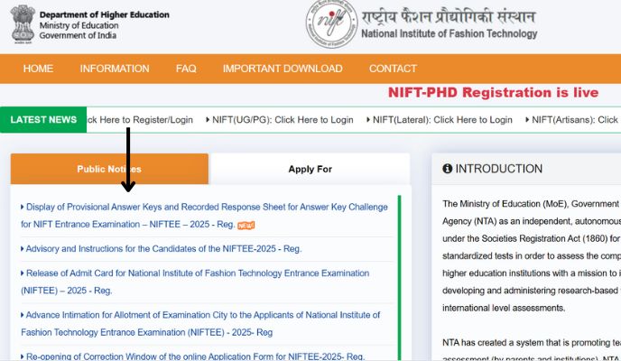 NIFT 2025 Recorded Responses 