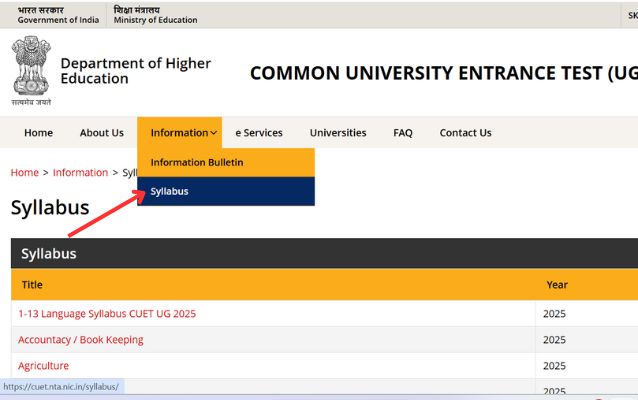 NTA CUET UG Syllabus