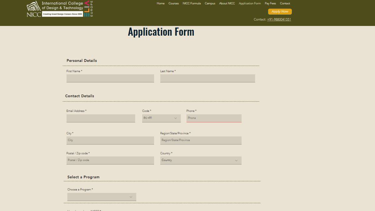 NICC Application form