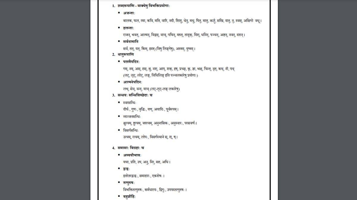 CUET Sanskrit Syllabus